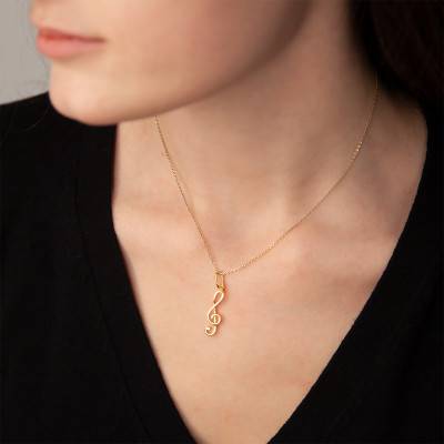 Yellow Gold 375 or 750 Treble Clef Pendant - Vandona