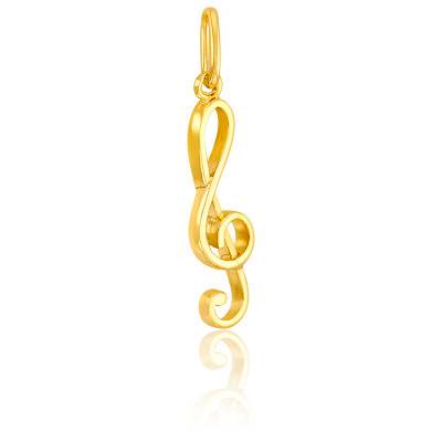 CL475 - Sautoir Collier Pendentif Clé de Sol Strass et Métal Doré - Oh