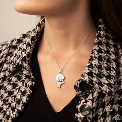White Gold Inca Sun God Pendant - Vandona