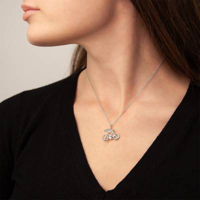 White Gold Bicycle Pendant - Vandona