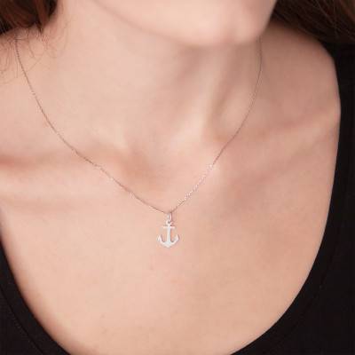Pendentif Ancre Marine Or Blanc - Vandona
