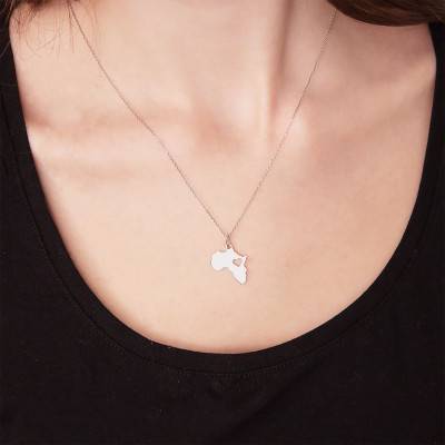 925 Silver Africa and Heart Pendant - Vandona