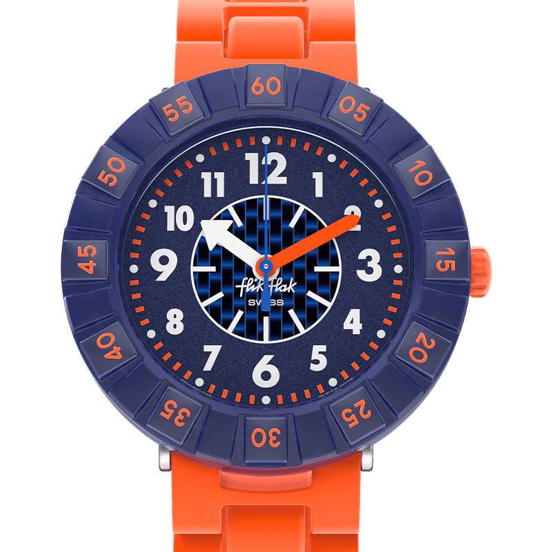 Orologio Flik Flak - OrangeBrick - Blu - 37mm - Arancione - FCSP103