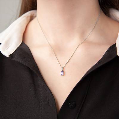 Pendentif Tanzanite Or blanc forme Emeraude - Aurora