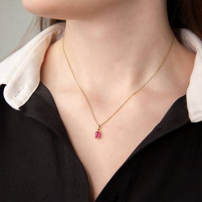 Pendentif Rubis Or forme Emeraude - Aurora