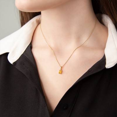 Pendentif Citrine Or forme Emeraude - Aurora
