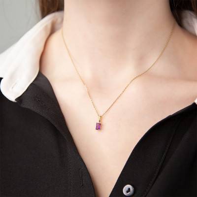 Pendentif Amethyste Or forme Emeraude - Aurora