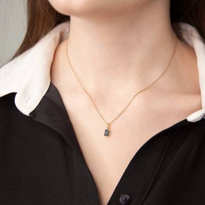 Pendentif London Blue Topaze Or forme Emeraude - Aurora