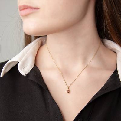Pendentif Smokey Quartz Or forme Emeraude - Aurora