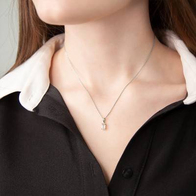 White Gold & Aquamarine Pendant - Aurora