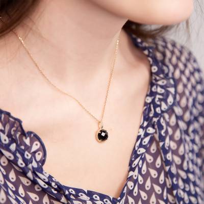 Lisette Yellow Gold Vermeil & Black Agate Pendant - Ana & Cha