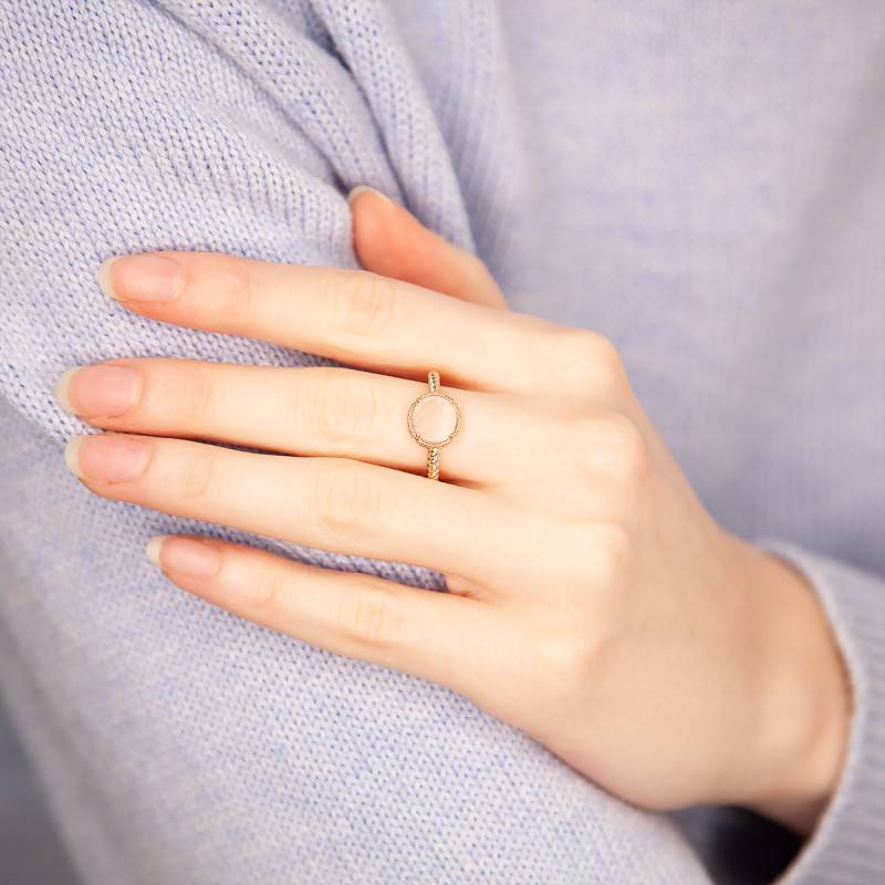 Bague Lisette plaqu or quartz rose Ana Cha Ocarat