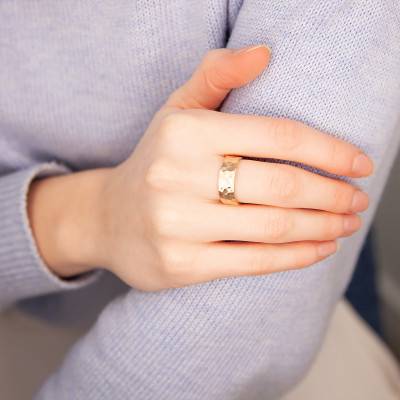 Yellow Gold-Plated Azelia Ring, Width 6 mm - Ana & Cha