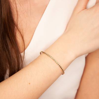 Noha Yellow Gold-Plated Open Bangle, 58 mm Diameter - Ana & Cha