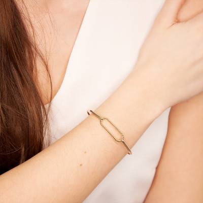 Marina Yellow Gold-Plated Open Bangle, 58 mm Diameter - Ana & Cha