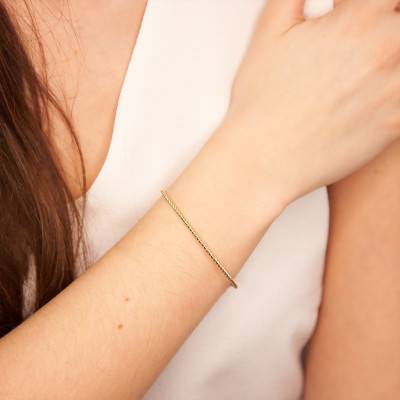 Ella Yellow Gold-Plated Open Bangle, 58 mm Diameter - Ana & Cha