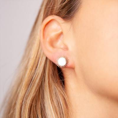 Puces d'Oreilles Bianca Plaqué Or Jaune - Ana & Cha