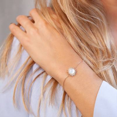 Bracelet Blanchette Plaqué Or Jaune & Nacre, Longueur 18 cm - Ana & Cha