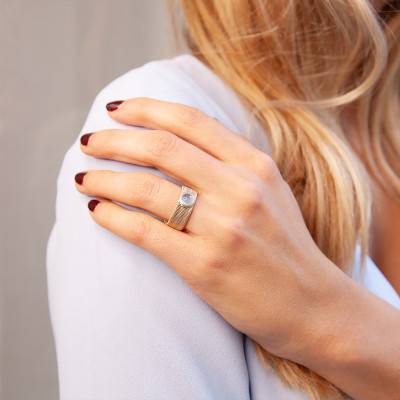 Céleste 18K Yellow Gold-Plated & Blue Agate Ring - Ana & Cha