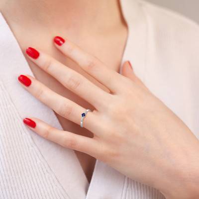 Bague Solitaire Or Blanc 750, Saphir 0,20ct - Demetra