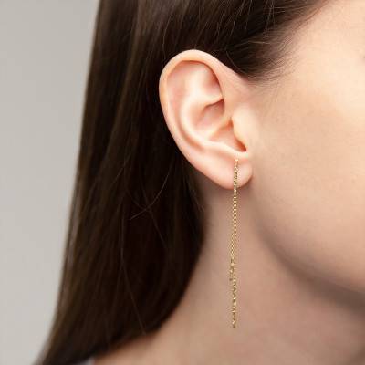 Boucles d'Oreilles Fil Grunge en Or Jaune 375 - Maison Ballet by Scarlett