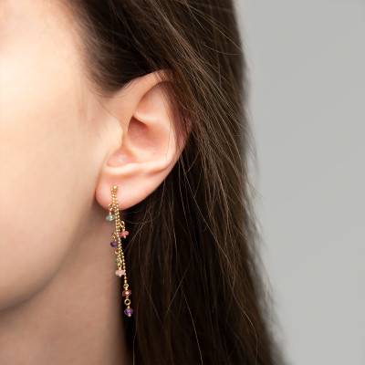 Boucles d'Oreilles Or Jaune Pluie de Pierres Fines - Scarlett or Scarlett