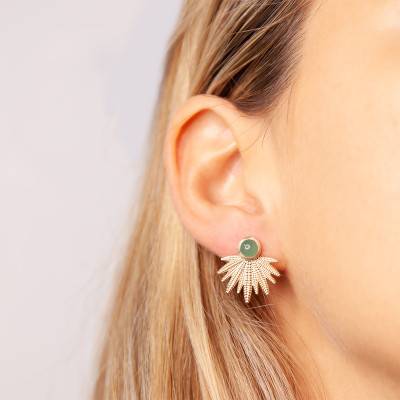 Boucles d'Oreilles Gina Plaqué Or Jaune & Aventurine - Ana & Cha