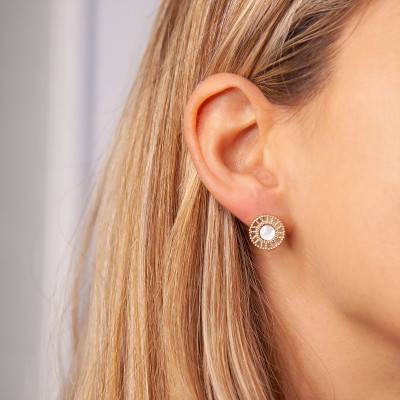 Boucles d'Oreilles Pauline Plaqué Or Jaune & Nacre - Ana & Cha
