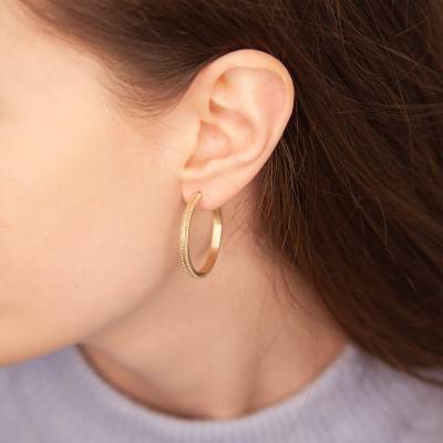 Yellow Gold-Plated Hanna Hoop Earrings, 30 mm Diameter - Ana & Cha