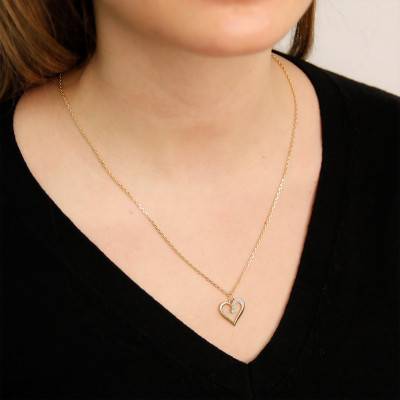 Two-Tone 750/1000 Gold & Emerald Open-Heart Pendant - Emanessence