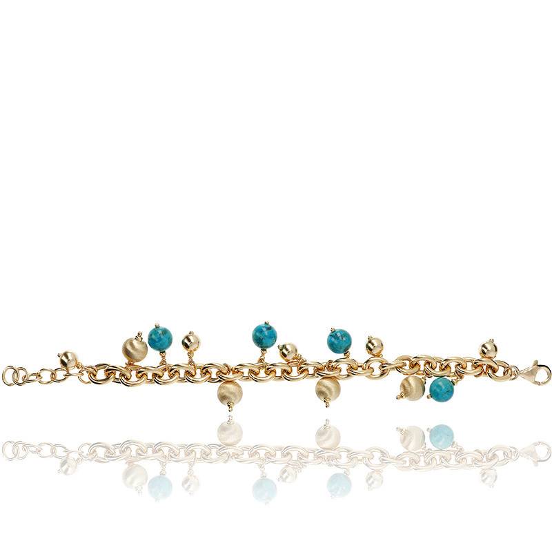 Bracelet Double Arbre De Vie En Pierres Turquoises