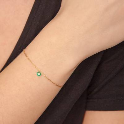 750/1000 Yellow Gold & Drilled 4.5 mm Emerald Bracelet, Length 14 cm to 17 cm - Ocarat
