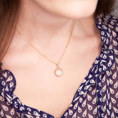 Lisette Yellow Gold-Plated & Moonstone Pendant - Ana & Cha