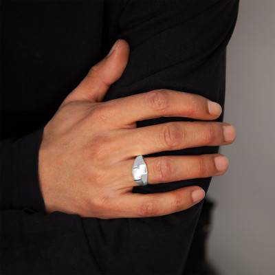 375/1000 White Gold Double Head Signet Ring - Imperium