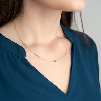 Collier Or Jaune 375 navettes ajourés, Longueur 42 cm - Scarlett or Scarlett
