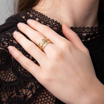 Bague Froissée Satiné, 3 Ors 375, 7mm - Scarlett or Scarlett