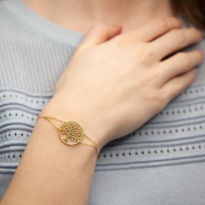 Bracelet Or Jaune 375 arbre de vie, Longueur 18 cm ajustable - Scarlett or Scarlett