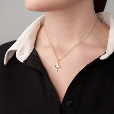 Pendentif croix Or Jaune 750 en relief - Vandona
