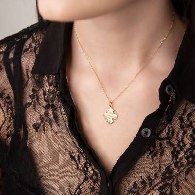 375/1000 Yellow Gold Rounded Edge Cross Pendant - Vandona