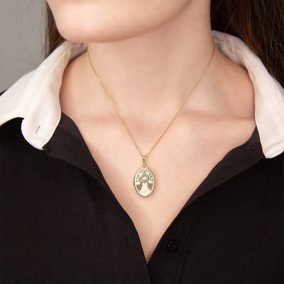 Antique Yellow Gold Tree of Life Photo Pendant - Emanessence