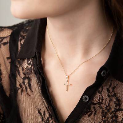 Pendentif contours de croix Or Jaune 750 et bords - Vandona
