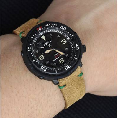 Italian Khaki Suede Leather Strap 20H16PBU63S6Q19 20mm - Strapcode
