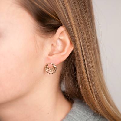 Boucles d'oreilles cercles zircons plaqué or - Naïades
