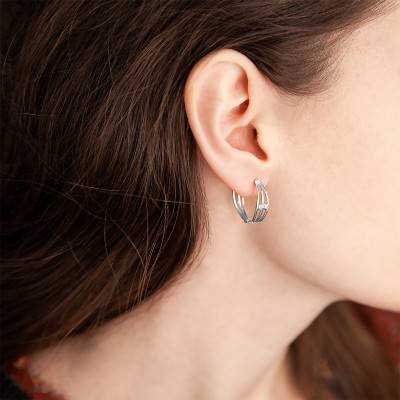Créoles multicercles argent 925 zircons, Diamètre 2 cm - Naïades