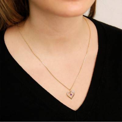 Two-Tone 750 Gold & Sapphire Open-Heart Pendant - Emanessence