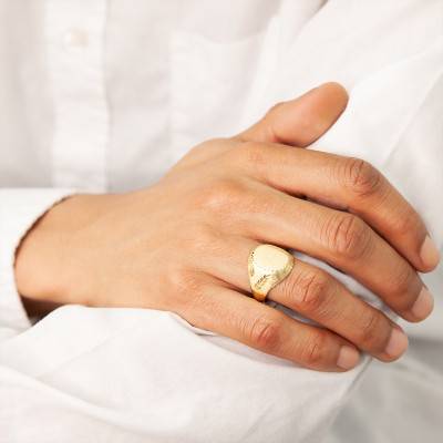750/1000 Yellow Gold Oval Signet Ring, 10 x 15 mm - Imperium