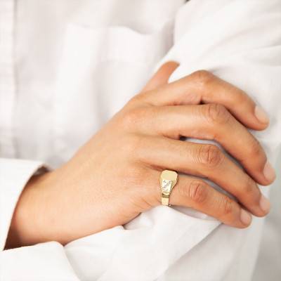 375/1000 Yellow Gold Octagonal Signet Ring, 8 x 9 mm - Imperium