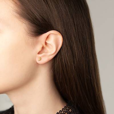 Boucles d'Oreilles Lune Bombée en Or Jaune 375 - Maison Ballet by Scarlett