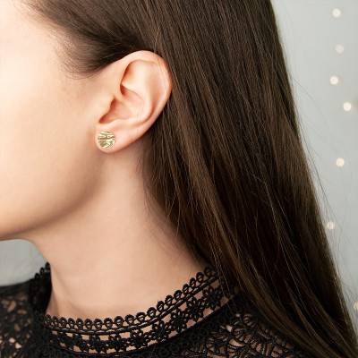 375 Yellow Gold Round Crinkle Stud Earrings - Maison Ballet by Scarlett