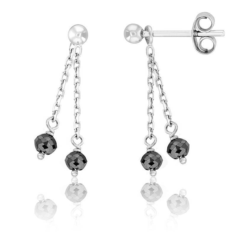 Boucles D'oreilles Pendantes Or 9 Carats Avec Diamants Noirs - Marque Histoire D'Or - Neuf Avec étiquettes